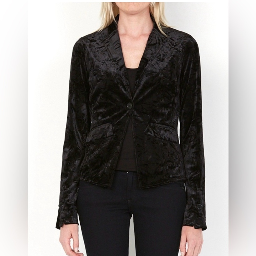 Bailey/44 Women's Crushed Black Velvet Blazer Jacket Size Large
